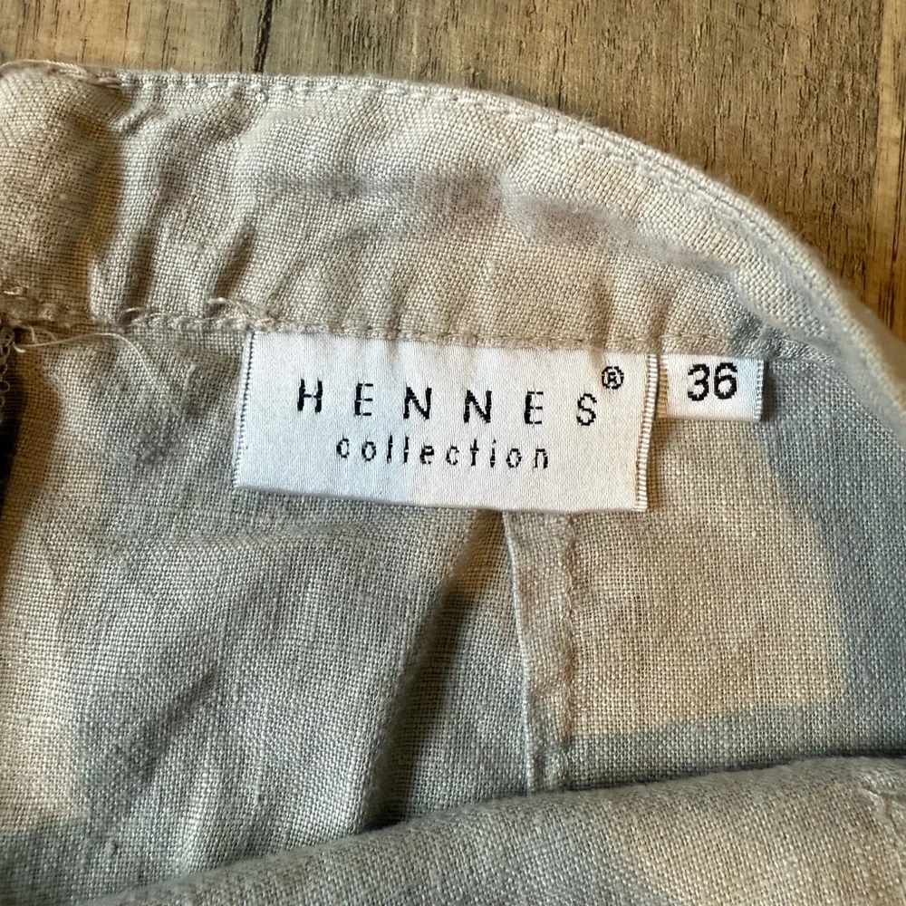 Hennes‎ Collection H&M Beige 100% Linen Mini Skirt Pockets Size 36